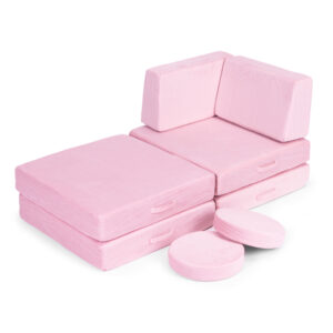 Didelė sulankstoma modulinė sofa vaikams „pasidaryk pats“, 8 minkštos pagalvės – rožinė ECOTOYS - Image 5