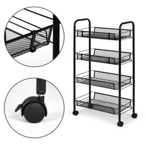 ModernHome juoda metalinė mobili vonios lentyna su 4 lentynomis ir ratukais - Image 5