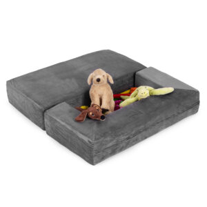 Modulinė sulankstoma sofa vaikams DIY 4 minkštos pagalvėlės - Pilka ECOTOYS - Image 5