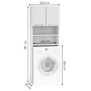 Vonios kambario spintelė virš skalbimo mašinos, lentyna, 183 cm ModernHome - Image 5