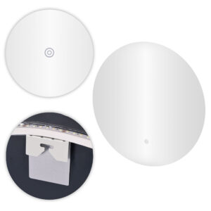 Apvalus LED vonios veidrodis, montuojamas ant sienos, 60 cm, 3 spalvų, jutiklinis jungiklis ModernHome - Image 5