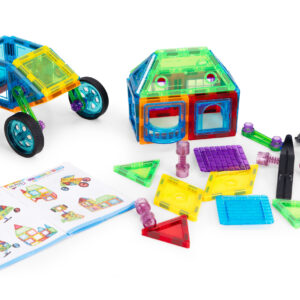 Magnetinių konstruktorių rinkinys namas ir automobilis, 48 dalys - Image 5