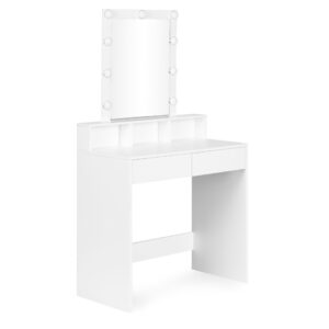 Kosmetinis staliukas su veidrodžiu ir LED apšvietimu, 3 spalvų ryškumo reguliavimas, ModernHome - Image 5