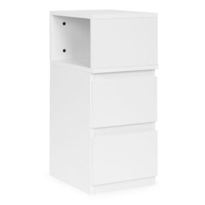 LED naktinis staliukas miegamajam, spintelė su 2 stalčiais, balta, ModernHome - Image 5