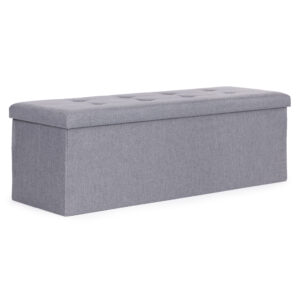 Kuoduotas pufas 111x38 cm su daiktadėže, minkštasuolis, šviesiai pilkas, ModernHome - Image 5