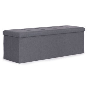 Kuoduotas pufas 111x38 cm su daiktadėže, minkštasuolis, šviesiai pilkas, ModernHome - Image 5
