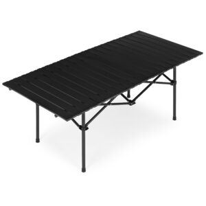Sulankstomas kempingo stalas 120x55 cm su nešiojimo krepšiu, juodas, MultiGarden - Image 5