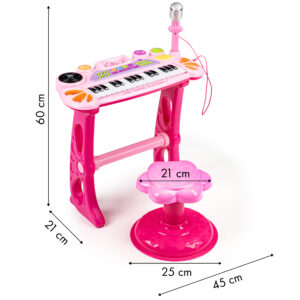 Klaviatūros sintezatorius su mikrofonu, MP3, rožinis - Image 5