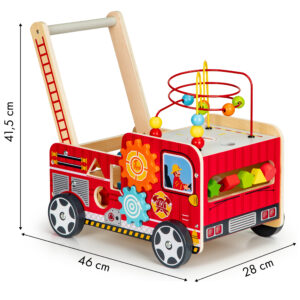 Medinis lavinamasis vaikštynė su kaladėlėmis vaikams – Gaisrinės automobilis ECOTOYS - Image 5
