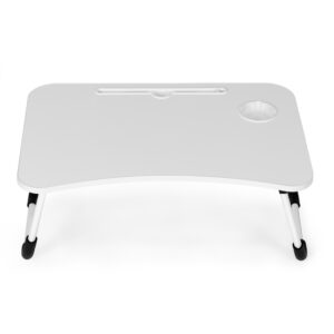 Sulankstomas nešiojamojo kompiuterio stovas, lovos staliukas 60x40 cm, baltas, ModernHome - Image 5