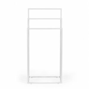 Laisvai pastatomas metalinis rankšluosčių stovas su 3 laikikliais, baltas, ModernHome - Image 5