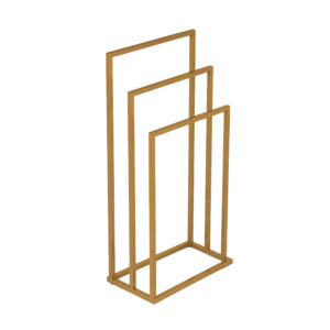 Laisvai pastatomas metalinis rankšluosčių stovas su 3 laikikliais, auksinis, ModernHome - Image 5