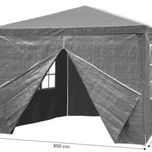 Komercinė sodo pavėsinė-palapinė, 3x3 m, 4 sienos, pilka, MultiGarden - Image 5