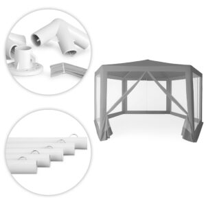 Sodo prekybinė palapinė 2x2x2 m su tinkleliu nuo uodų, pilka, MultiGarden - Image 5