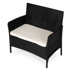 Dvivietė sodo sofa su pagalvėle, suoliukas balkonui, terasai, sodui, juoda, MultiGarden - Image 5