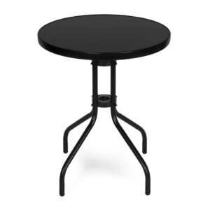 Apvalus sodo stalas 60 cm, grūdinto stiklo stalas sodui, terasai ar balkonui, juodas MultiGarden - Image 5