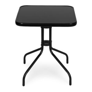 Kvadratinis sodo stalas 60 cm grūdinto stiklo stalas sodui, terasai, balkonui, juodas MultiGarden - Image 5