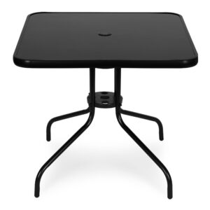 Kvadratinis sodo stalas 80 cm grūdintas stiklas skėčio anga juodas MultiGarden - Image 5