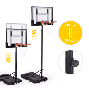 Laisvai pastatomas reguliuojamas krepšinio stovas iki 210 cm su lenta ir lanku MOVEPRO - Image 5