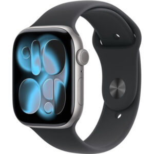 Apple Watch Series 11 GPS 46mm Space Grey Aluminium Case with Black Sport Band - M/L,Model A3333, MEV44RK/A