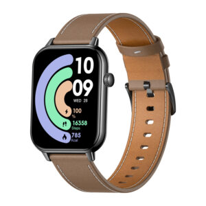 COLMI C28 išmanusis laikrodis – juodos spalvos + Brown Leather Strap - Image 3