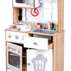 Medinė žaislinė virtuvėlė vaikams su papildomais priedais, ECOTOYS - Image 6