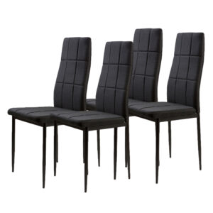 Minkštos kėdės valgomajam ir svetainei, 4 vienetų komplektas, juodos spalvos, ModernHome - Image 6