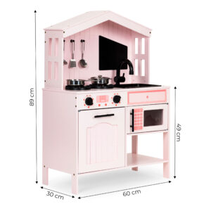 Medinė vaikiška virtuvėlė, orkaitė, mikrobangų krosnelė, degikliai, priedai ECOTOYS - Image 6