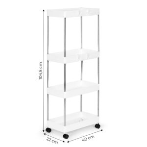 Plastikinė vonios lentyna su 4 lentynomis ir ratukais, balta ModernHome - Image 6