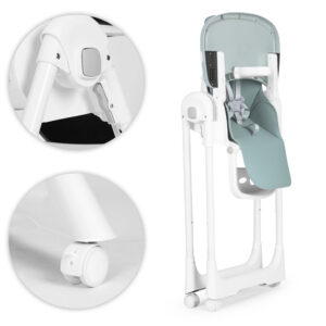 Aukšta kėdutė su aukščio reguliavimu, eko odos apmušalais, saugos diržais ir dvigubu padėklu, žalia, ECOTOYS - Image 6