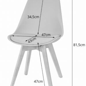Kėdžių komplektas, juodos ir baltos spalvos, medinės kojos, 4 vnt. - Image 6
