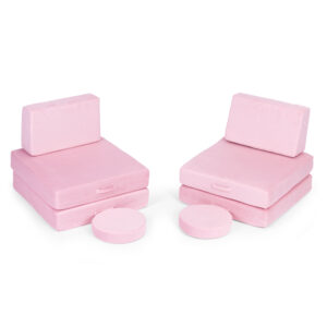 Didelė sulankstoma modulinė sofa vaikams „pasidaryk pats“, 8 minkštos pagalvės – rožinė ECOTOYS - Image 6