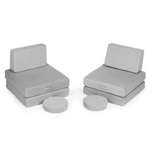 Didelė sulankstoma modulinė sofa vaikams „pasidaryk pats“, 8 minkštos pagalvės – pilka ECOTOYS - Image 6