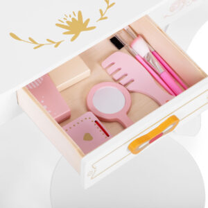 Didelis medinis tualetinis staliukas vaikams su veidrodžiu, rožiniais priedais ECOTOYS - Image 6