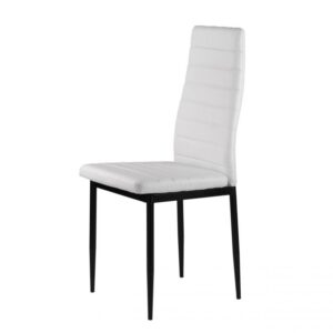 4 valgomojo kėdžių komplektas svetainei iš eko odos, ergonomiškas atlošas, baltos - Image 6