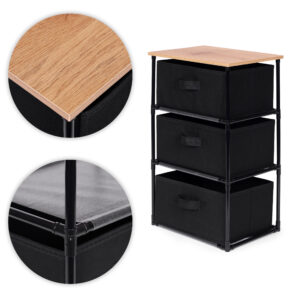Spintelės lentynų organizatorius, medžiaginis su išimamais krepšiais, 3 lygių, lofto stiliaus, juodas, ModernHome - Image 6