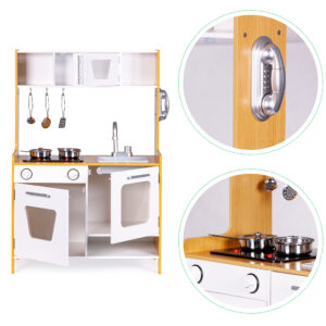 Medinė žaislinė virtuvėlė su daugialypės terpės degikliais vaikams ECOTOYS - Image 6