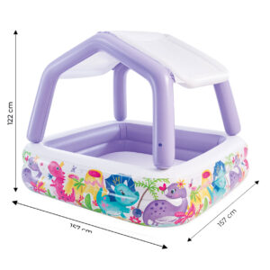 Pripučiamas vaikiškas baseinas su stogeliu, violetinis INTEX 57470-DINO - Image 6