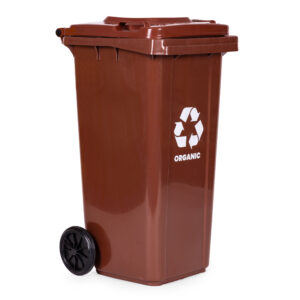 Šiukšlių konteineris 120L rudas, BIO su guminiais ratukais - Image 6