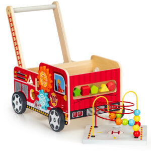Medinis lavinamasis vaikštynė su kaladėlėmis vaikams – Gaisrinės automobilis ECOTOYS - Image 6
