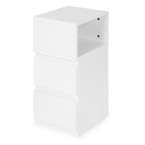 LED naktinis staliukas miegamajam, spintelė su 2 stalčiais, balta, ModernHome - Image 6