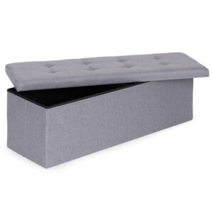 Kuoduotas pufas 111x38 cm su daiktadėže, minkštasuolis, šviesiai pilkas, ModernHome - Image 6