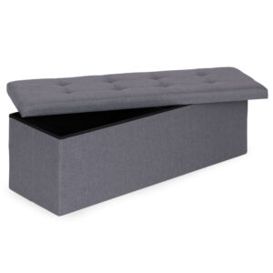 Kuoduotas pufas 111x38 cm su daiktadėže, minkštasuolis, šviesiai pilkas, ModernHome - Image 6