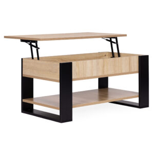 Kavos staliukas su pakeliamu išskleidžiamu stalviršiu 90 cm, daiktadėže, lentyna, Sonoma ąžuolas, ModernHome - Image 6