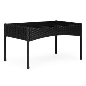 Sodo baldų komplektas iš technorotango, suoliukas, stalas, kėdės, juodas, MultiGarden - Image 6
