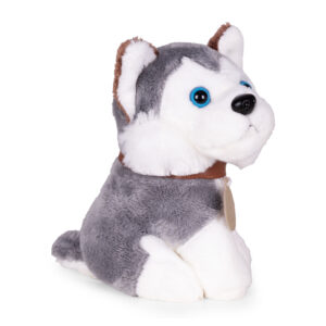 Pliušinis šuniukas krepšyje Husky žaislas vaikams + priežiūros šepetys - Image 6