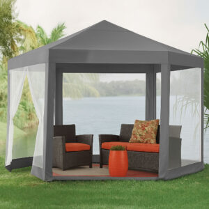 Sodo prekybinė palapinė 2x2x2 m su tinkleliu nuo uodų, pilka, MultiGarden - Image 6