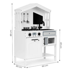 Medinė vaikiška virtuvėlė, orkaitė, mikrobangų krosnelė, kaitlentės, priedai ECOTOYS - Image 6