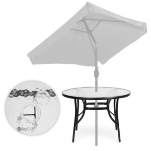 Apvalus sodo stalas 80 cm, terasai, sodui, balkonui, grūdintas stiklas, skylė skėčiui, MultiGarden - Image 6