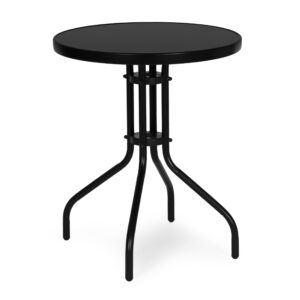 Apvalus sodo stalas 60 cm, grūdinto stiklo stalas sodui, terasai ar balkonui, juodas MultiGarden - Image 6